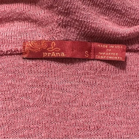 Prana Women’s Size S Pink Mauve Black Medallion Print Open Sweater Knit Cardigan - Picture 3 of 4